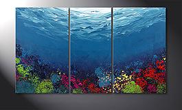 Hand-painted painting 'Coral Garden' 140x80cm