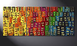 Living room art 'Afterglowing City' in 120x50cm